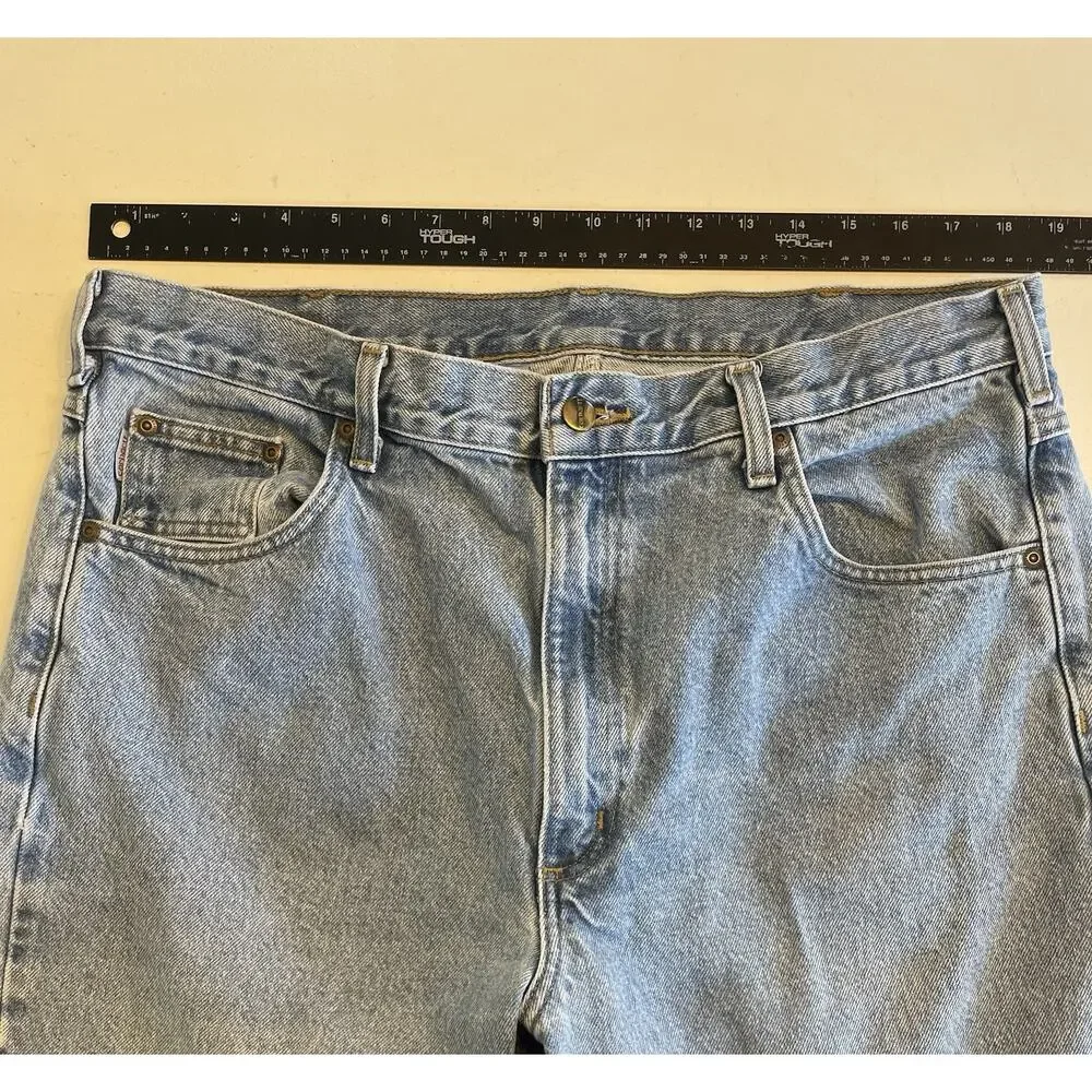 Men Carhartt B18 STW Light Wash Denim Blue Jeans 38 x 36 (Fit: 37 x 35) Straight